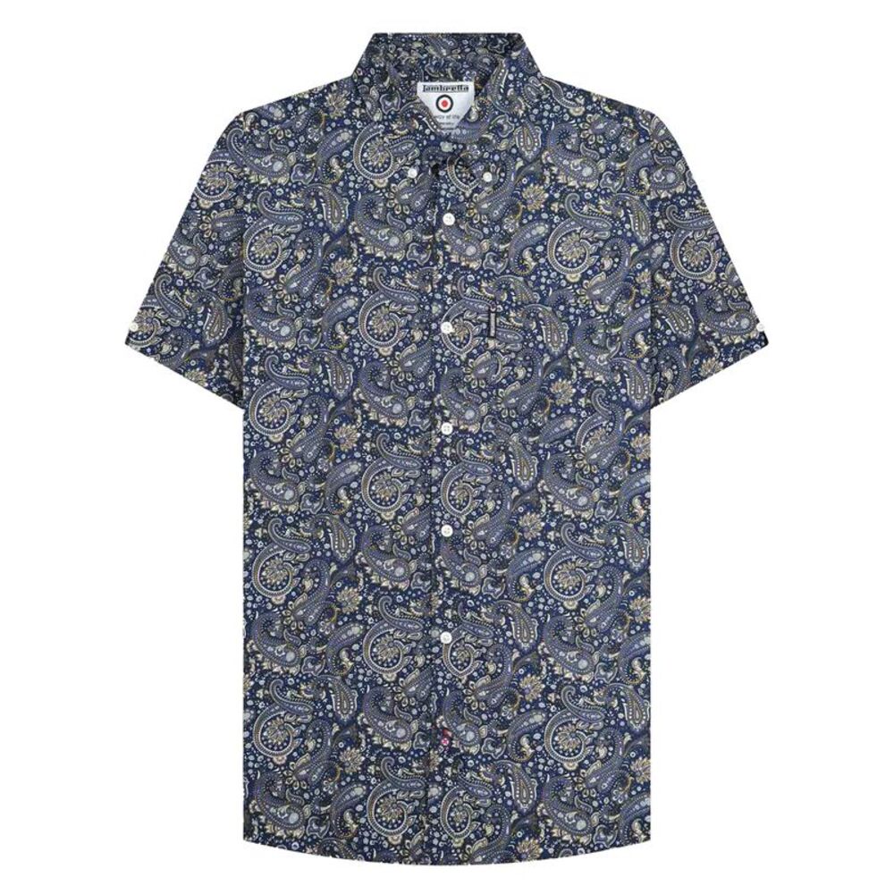 Lambretta Mens SS25 Paisley Shirt / Navy